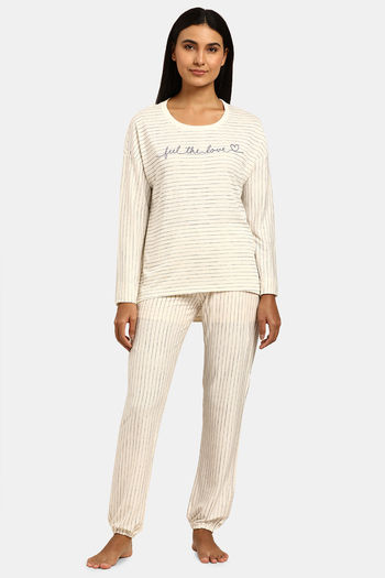Buy Triumph Organic Cotton Loungewear Set - White Dark Combination
