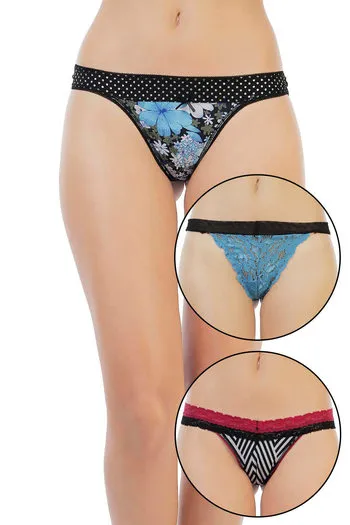 Buy Zivame Ultra Soft Lacy Hint Thong (Pack of 3) at Rs.480 online