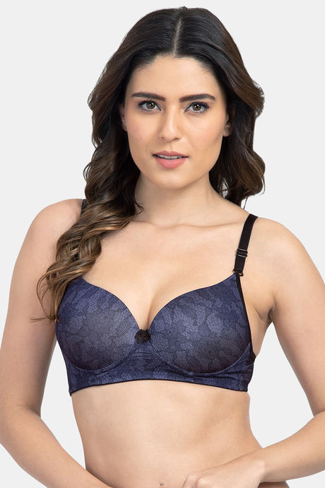 Buy Tweens Padded Natural Lift Lacer Cut Cup Animal Print T-Shirt Bra -  Blue White at Rs.399 online