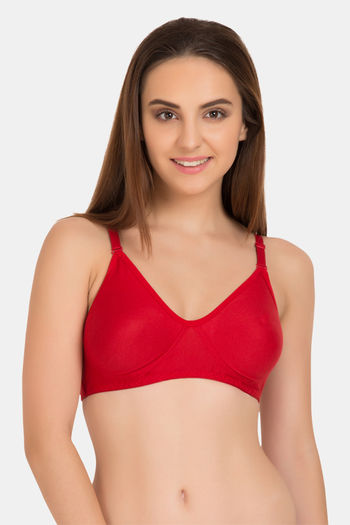 Buy Tweens Double Layered Wirefree Full Coverage T-Shirt Bra - Red