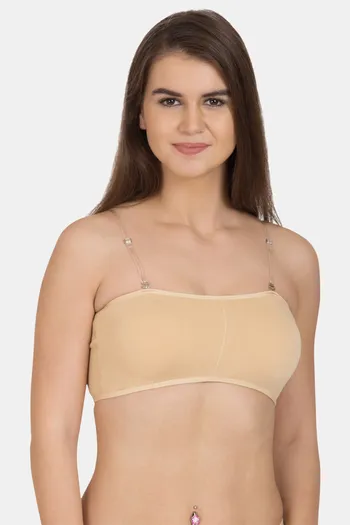 Buy Clovia Non-Padded Wirefree Full Coverage Strapless Tube Bra With  Detachable Transparent Straps in Beige - Cotton in Beige 2024 Online