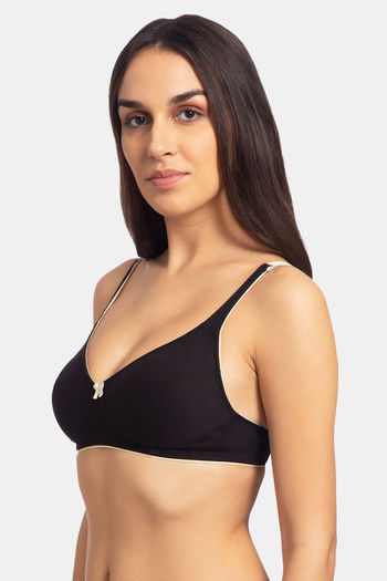 Tweens Double Layered Non-Wired Full Coverage T-Shirt Bra - Black