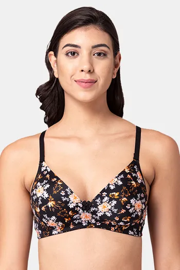 Buy Tweens Padded Non Wired Full Coverage Printed T-Shirt Bra - Black  Floral Print at Rs.399 online
