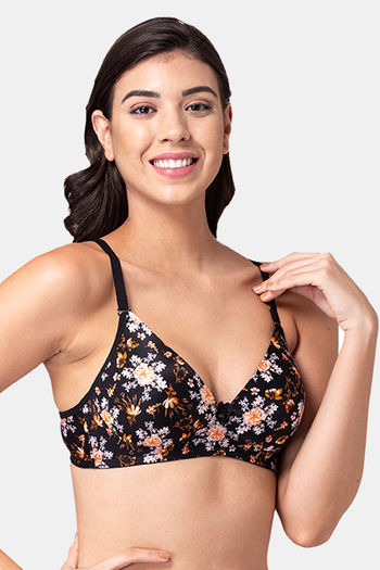 Buy Tweens Padded Non Wired Full Coverage Printed T-Shirt Bra - Black  Floral Print at Rs.399 online