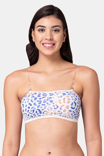 Buy Tweens Padded Non Wired Printed Tube Bra - White Leopard Print