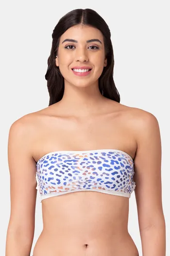 Buy Tweens Girls Padded Non-Wired Demi Coverage Strapless Bra - White  Leopard Print at Rs.260 online