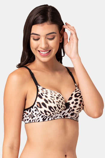 Buy Tweens Padded Non-Wired Full Coverage T-Shirt Bra - Black Polka Dot  Print at Rs.375 online