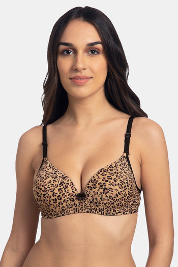 Buy Tweens Padded Non Wired Full Coverage T-Shirt Bra - Brown Tiger Printed  at Rs.375 online