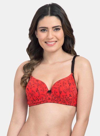 Buy Tweens Padded Non Wired Full Coverage T-Shirt Bra - Red Floral Print at  Rs.375 online