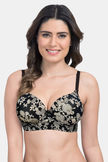 Buy Tweens Padded Non Wired Full Coverage T-Shirt Bra - Black N Floral  Print at Rs.375 online