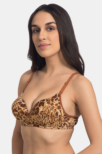Padded Bra-Buy Tiger Print Non Wired Padded Lace Bra Online – gsparisbeauty