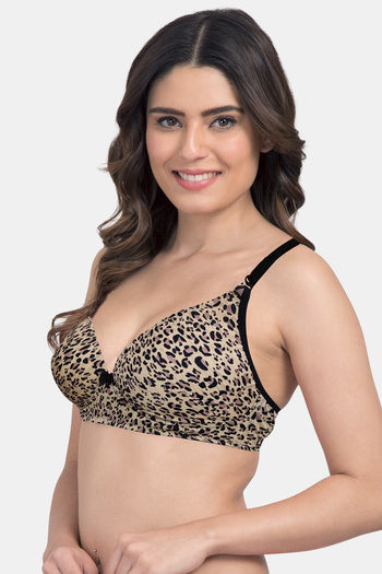 Tweens Padded Non Wired Full Coverage T-Shirt Bra - Brown Tiger Print