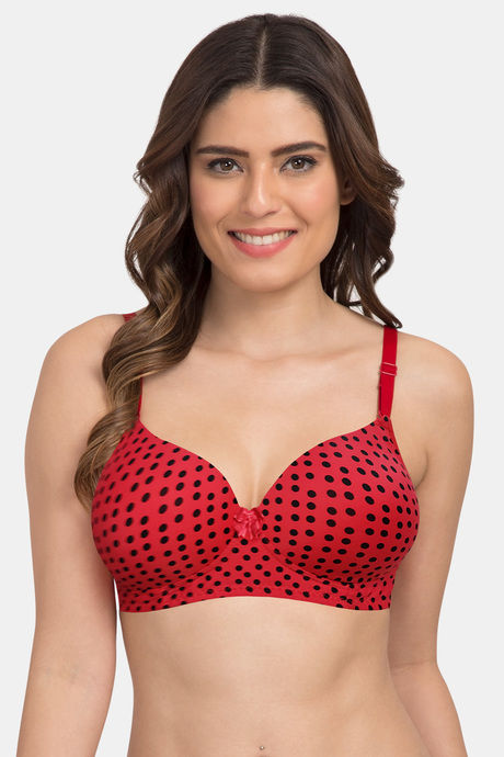 Buy Tweens Padded Non-Wired Full Coverage T-Shirt Bra - Black Polka Dot  Print at Rs.375 online