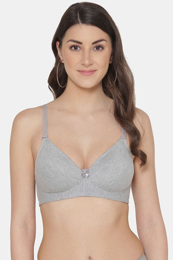 Buy Non-Padded Non-Wired Demi Cup Plunge Bra in Peach - Lace