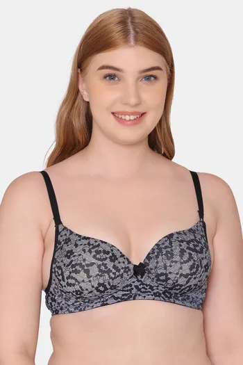 Buy Rosaline Wired Medium Coverage Push-Up Bra - Anthracite at Rs.479  online