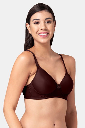 Buy Tweens Padded Non-Wired Full Coverage T-Shirt Bra - Coffee at