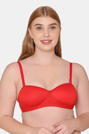 Women's Full Figure Bras Soft Non-Padded Bra Wireless Printing Brassiere  Underwear T-Shirt Plus Size (Color : Red, Size : 46/105(BC))