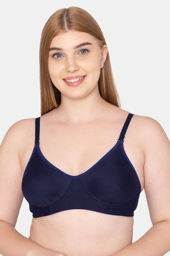 Buy N-Gal Non Padded Non Wired Full Coverage Cami Bra - Navy Blue
