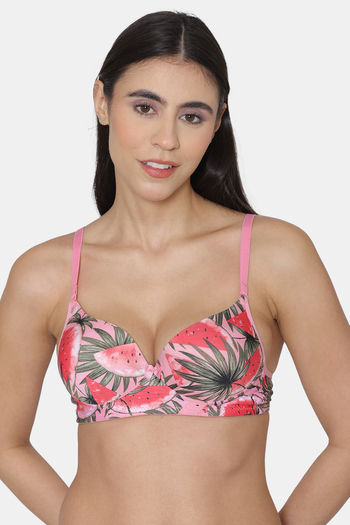 Buy Zivame Sporty Twist Double Layered Non Wired Medium Coverage Bra -  Fuchsia at Rs.180 online