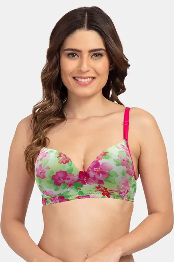 Buy Floret Lightly Lined Non Wired 3/4Th Coverage Lace Bra - Rose