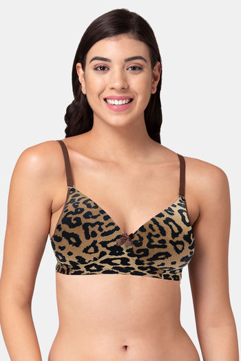 Buy Padded Non-Wired Full Cup Zebra Print T-shirt Bra in Purple