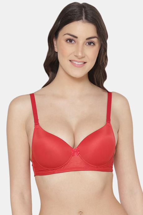 Tweens Padded Non Wired 3/4Th Coverage Push-Up Bra - Red