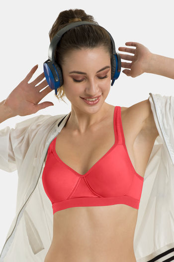 Buy Tweens Lite Wite Women'S Medium-Padded Non-Wired Active Sports Bra -  Coral at Rs.330 online