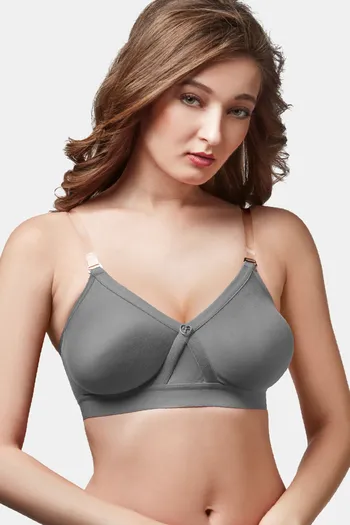 Buy Trylo Single Layered Non-Wired Full Coverage Strapless Bra - Grey