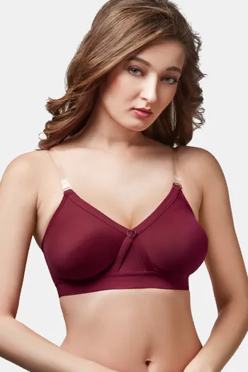 Buy Trylo Single Layered Non-Wired Full Coverage T-Shirt Bra - Maroon at  Rs.425 online