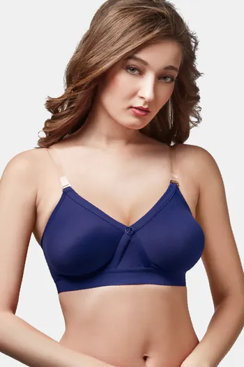 Buy Trylo Single Layered Non-Wired Full Coverage T-Shirt Bra - Navy at  Rs.425 online