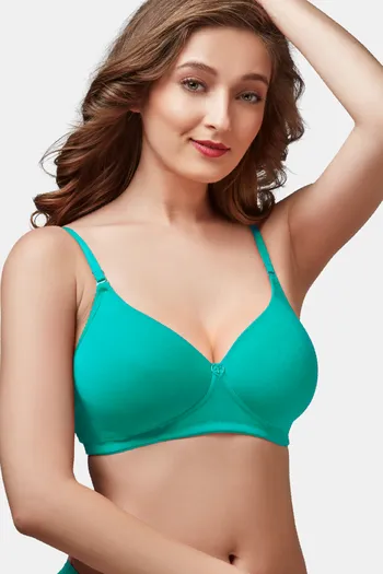 Buy Trylo Padded Non-Wired Full Coverage T-Shirt Bra - Green at Rs