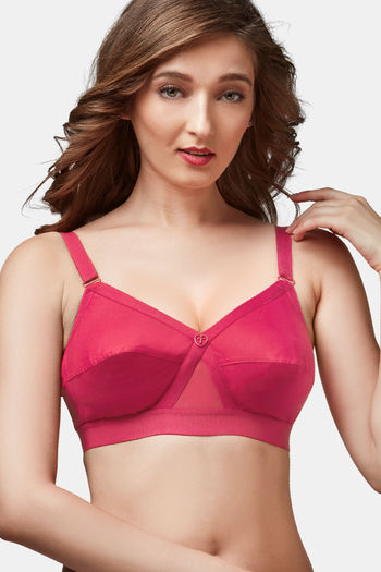 Buy Trylo Single Layered Non Wired Full Coverage Super Support Bra - Coral
