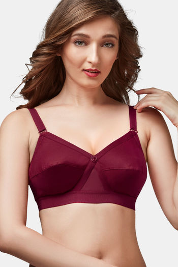 Buy Trylo Single Layered Non-Wired Full Coverage Super Support Bra - Maroon  at Rs.370 online