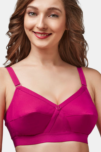 Buy Trylo Single Layered Non-Wired Full Coverage Super Support Bra -  Raspberry at Rs.370 online