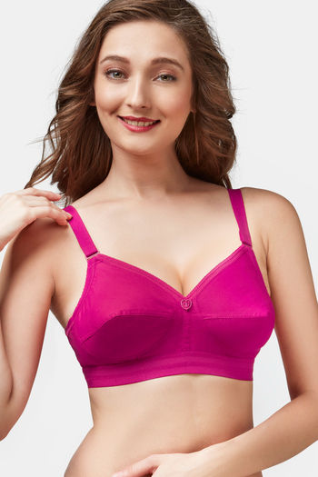 Buy Trylo Single Layered Non Wired Full Coverage Super Support Bra - Raspberry