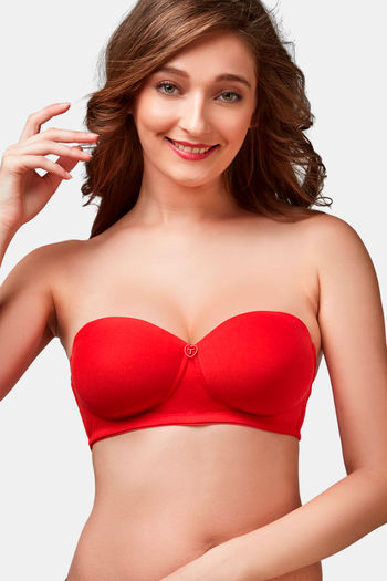 Trylo Nina Women Detachable Strap Non Wired Padded Bra   Red