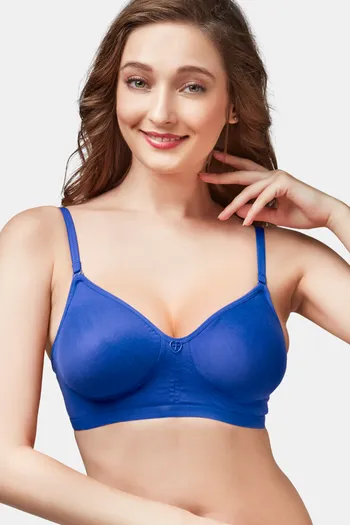 Buy Trylo Paresha Stp Women Non Wired Soft Full Cup Bra - Blue at