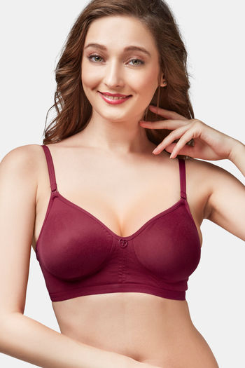 Buy Trylo Paresha Stp Women Non Wired Soft Full Cup Bra - Maroon at Rs.385  online