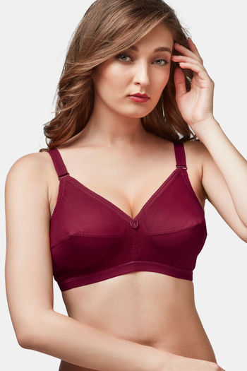Buy Trylo Sarita Women'S Cotton Non-Wired Soft Full Cup Bra - Maroon