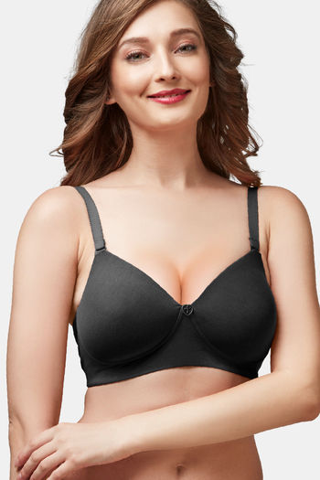 Buy TRYLO Women's Cotton Non-Wired Black Full Cup Non