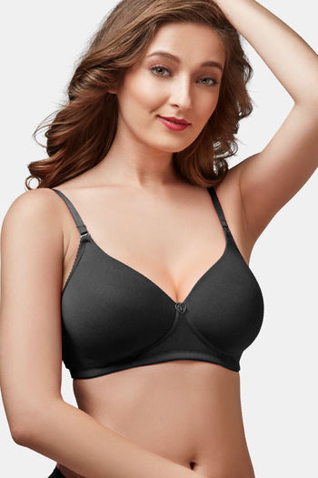 Trylo Double Layered Non-Wired Full Coverage Super Support Bra - Navy