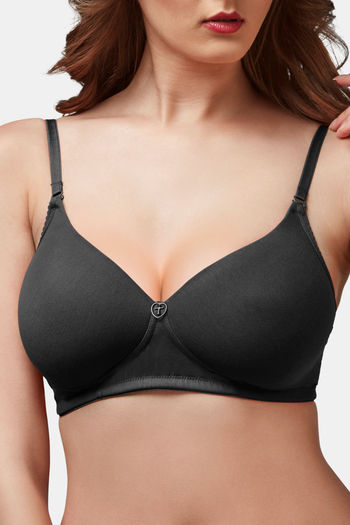 Buy Trylo Padded Non-Wired 3/4Th Coverage T-Shirt Bra - Black at
