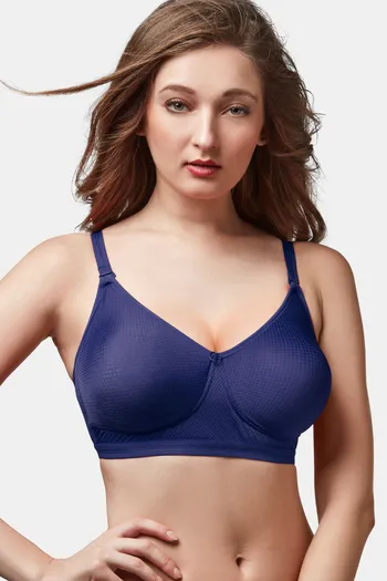 Buy Trylo Double Layered Non-Wired Full Coverage T-Shirt Bra - Navy at  Rs.599 online