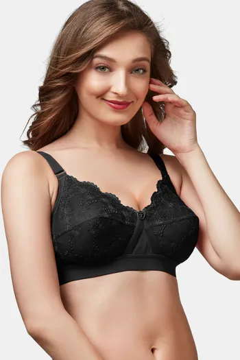 Trylo Double Layered Non Wired Full Coverage T-Shirt Bra - Black