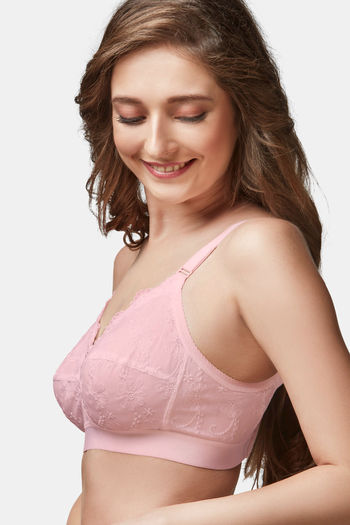 TRYLO Women's Cotton Non-Wired Regular Bra (Pink, 38) : : Fashion