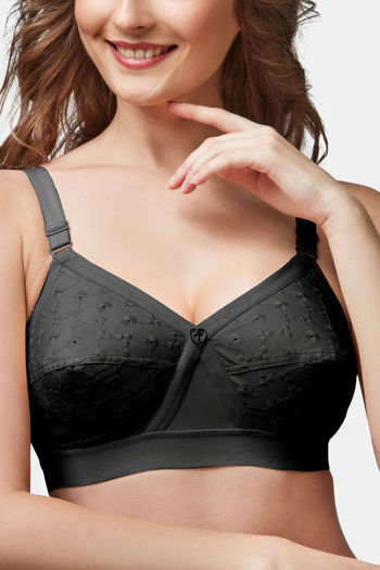 Buy Trylo Double Layered Non-Wired Full Coverage Super Support Bra - Black  at Rs.490 online