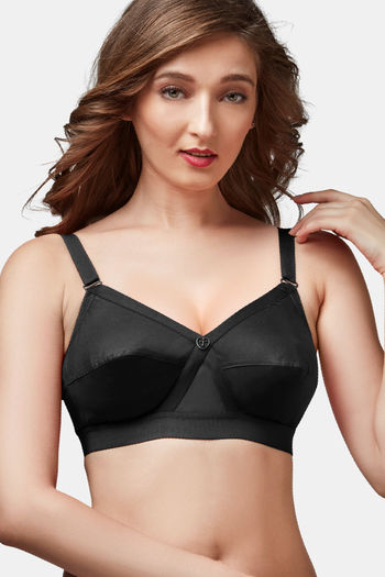 Buy Trylo Double Layered Non-Wired Full Coverage Super Support Bra - Black  at Rs.435 online