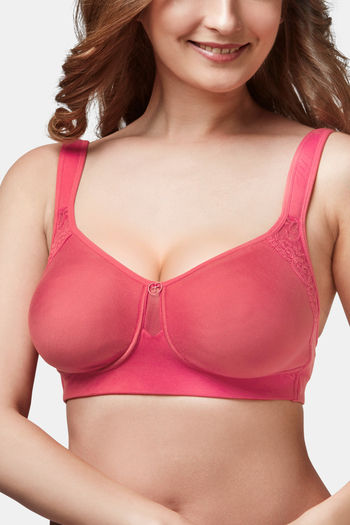 Buy Trylo Double Layered Non-Wired Full Coverage T-Shirt Bra - Coral at  Rs.685 online