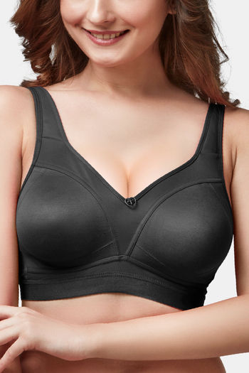 Buy Trylo Double Layered Non-Wired Full Coverage Minimiser Bra - Black at  Rs.650 online