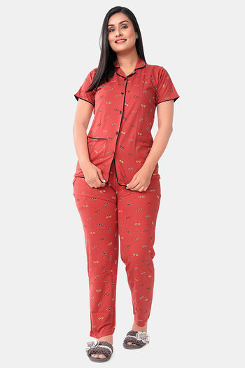 Buy Sweet Moon Knit Cotton Pyjama Set - Brown